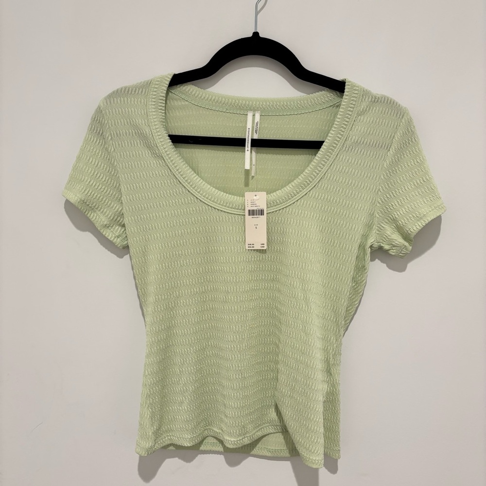 Anthropologie Mint Green Textured Short Sleeve Top